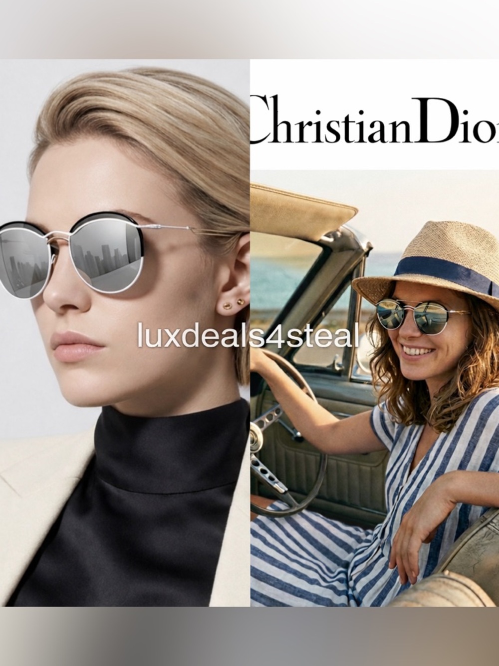 Authentic Christian Dior Dioround mirror aviator sunglasses white/grey